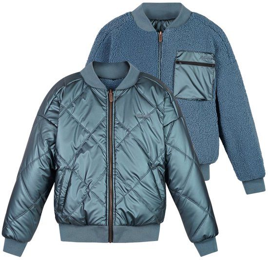 NoBell' Bomber Reversible Bomber Jacket with hidden hood - Blauw - Maat 122-128