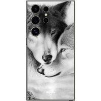 Samsung Galaxy S24 Ultra Hoesje De wolf en de zij-wolf Zwart wit dier Maniacase