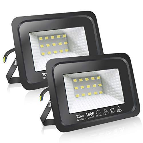 EXTRASTAR Led-spot voor buiten, 20 W, krachtige ledlampen voor buiten, IP65, koudwit, 6500 K, veiligheid voor terras, tuin, terras, park, garage, 2 stuks