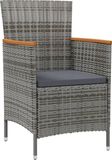 vidaXL 7-delige Tuinset met Kussens, Poly Rattan, Grijs