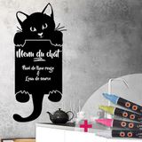 Ambiance Sticker Schoolbordsticker - Uitwisbare Zelfklevende Muurstickers - Kat Die Hallo Waagt + 4 Vloeibare Krijtjes - 75x35cm