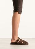 Sacha - Dames - Bruine suède slippers - Maat 39