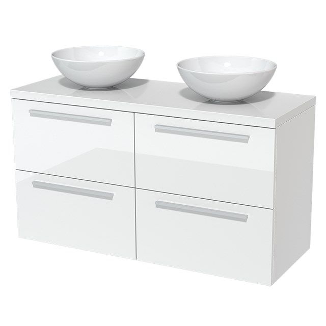 Maxaro Badkamermeubel Modulo Plato 120cm Hoogglans Wit 4 Lades