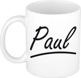 Bellatio Decorations Paul Naam koffiemok - beker - met sierlijke letters - wit