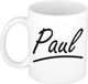 Bellatio Decorations Paul Naam koffiemok - beker - met sierlijke letters - wit