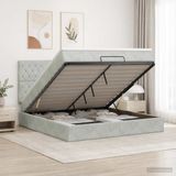 vidaXL Ottoman Bed with Mattress Light Grey 160 x 200 cm Velvet