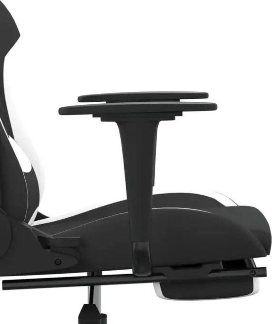 vidaXL Gamestoel met voetensteun stof zwart en wit
