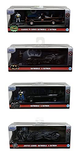 Jada Toys 253213006 - Batman Batmobiel, Die-Cast voertuig, speelgoedauto, deuren om te openen, inclusief De-cast Batman figuur, 1:32, zwart