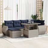 Maison Exclusive - Salon de jardin pour le jardin avec coussins, 7 pièces, gris, avec plastique tressé et bois d'acacia