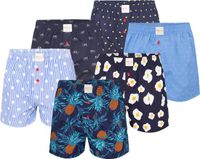 Phil & Co Geweven Wijde Boxershorts Heren 6-Pack Multipack met Print - Maat XL