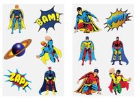 HENBRANDT EUROPE B.V. Tijdelijke Superhelden Tattoos voor Kinderen, 6 per Vel