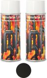 Peinture pour four 1200 °C, vernis spécial pour four, peinture thermique, noir, métallique, 2 aérosols