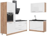 Vicco Keuken Fame-Line, Wit Hoogglans/Goudkleurig Eiken, 220 x 120 cm, WB Antraciet