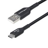 StarTech.com Câble de recharge USB-A vers USB-C 2m, Charge & Sync, 3A, USB 2.0, Gaine TPE - Câble de recharge USB Noir