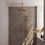 Brauer Gold Edition Thermostatische Regendoucheset Inbouw - Hoofddouche 30 cm - Handdouche Staaf - Doucheslang - Geintegreerde Glijstang - Geborsteld Goud