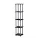 Furinno TURN-TUBE Opbergplanken, 5-laags vierkante boekenplank, hoekplank, gereedschapsloze open planken, ronde buizen, voor organisatie en opslag, woonkamer, garage, thuiskantoor, zwart