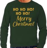 Bellatio Decorations Foute Kersttrui/sweater voor heren - hohoho Merry Christmas - groen - glitter goud M