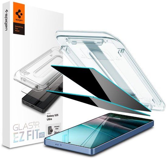Spigen Privacy Glass Geschikt voor Samsung Galaxy S25 Ultra - GLAS.tR EZ Fit HD - 9H Tempered Glass Screen Protector - Case Friendly - Gemakkelijke Installatie - 2-Pack