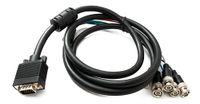 System-S VGA-kabel 180 cm HD15 stekker naar 5 BNC RGBHV stekker coaxiale adapter in zwart