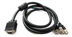System-S VGA-kabel 180 cm HD15 stekker naar 5 BNC RGBHV stekker coaxiale adapter in zwart
