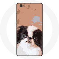 Maniacase Etui voor Huawei P8 Japanse Spaniël zwart-wit hondenras