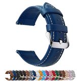 Fullmosa 20mm Horlogeband - Axus Serie - Donkerblauw - Lederen Vervangende Band