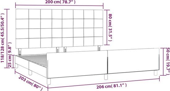 vidaXL Bedframe Stof Blauw 200x200 cm