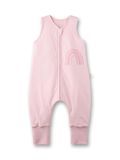 SANETTA Babyslaapzak met voetjes, roze, biologisch katoen, regenboogprint