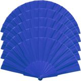 Merkloos Handwaaier/spaanse waaier - 5x - blauw - RPET polyester - 41 x 23 cm - verkoeling/zomer
