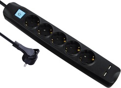 MaxTrack stekkerdoos met 5 contacten en 2x USB / zwart - 3 meter