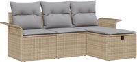 vidaXL Tuinbank Set Beige/Lichtgrijs Polyrattan
