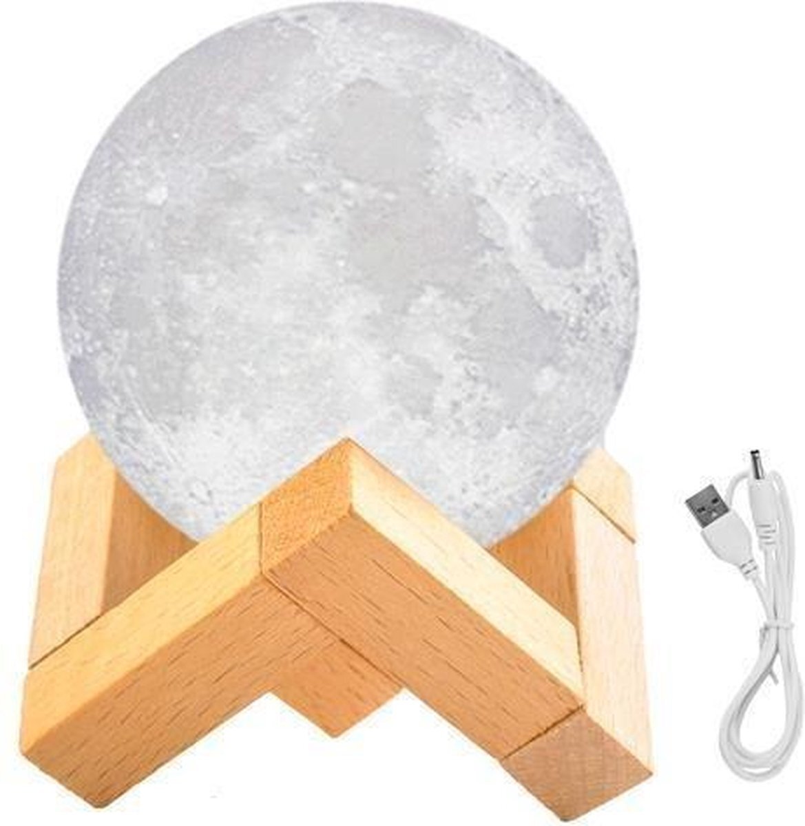 Iso trade Maanlamp – Maan Lamp – Nachtlamp – 8CM – LED lamp – 3D Maan – 3 kleuren – Draadloos – Moon lamp