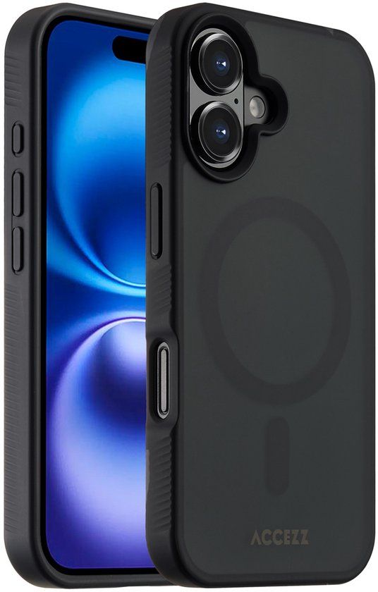 Accezz Hoesje - Geschikt voor Apple iPhone 16 - Frosted Backcover geschikt voor MagSafe - Zwart