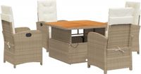 vidaXL 5-delige Tuinset met Kussens Poly Rattan Beige