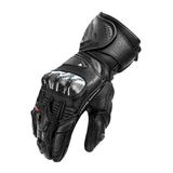 SHIMA RS-3 Motorhandschoenen voor heren, leer, lange zomer, motorhandschoenen, bescherming, touchscreen, touren, leren handschoenen, motorfiets, geventileerd, versterkt, ruitenwisser (mannen, zwart, M