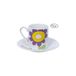 Privilege - Koffiekop met schotel 2 paarse bloemen 90cc