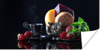 PosterMonkey Poster Rustiek - Fruit - Kaas - Tafel - Stilleven - 120x60 cm - Multicolor - Papier