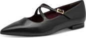 Tamaris Dames Ballerina met strap plat, zwart (Black Leather), 42