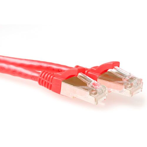 ACT Rode 10 meter SFTP CAT6A patchkabel snagless met RJ45 connectoren
