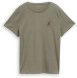 Tom Tailor - T-shirt met bloemenborduursel - Maat S - cloudy green