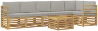 vidaXL - Hoek loungeset - Polyester - Wit en lichtgrijs - 6 zitplekken