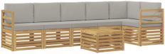 vidaXL - Hoek loungeset - Polyester - Wit en lichtgrijs - 6 zitplekken