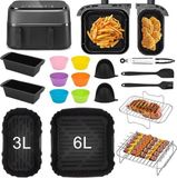 Philips Zubehörset für rechteckige Heißluftfritteusen – Zubehörset für Heißluftfritteusen mit Doppelkorb – Geeignet für Philips Airfryer Dual Basket Serie 3000 NA350 Zubehör