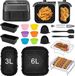 Philips Zubehörset für rechteckige Heißluftfritteusen – Zubehörset für Heißluftfritteusen mit Doppelkorb – Geeignet für Philips Airfryer Dual Basket Serie 3000 NA350 Zubehör