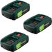 PBA 18V batterie de secours - set de 3 pièces, 3800 mAh, Li-Ion - cellules 18650 - Convient aux appareils PSB/PSR pour la maison et le jardin - Gris
