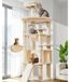 Poteau griffoir Grand Chat XXL - 183 cm - Beige - 5 poteaux griffoirs - Hamac et panier