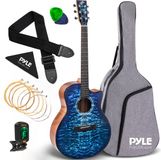 Pyle Akoestische Gitaarset - Volledige Maat Gitaar met Complete Accessoire Kit - Stalen Snaren - Digitale Tuner - Blauw