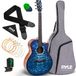 Pyle Akoestische Gitaarset - Volledige Maat Gitaar met Complete Accessoire Kit - Stalen Snaren - Digitale Tuner - Blauw