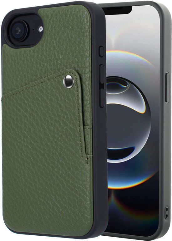 Selencia Hoesje - Geschikt voor Apple iPhone 17e / 16e - Backcover met Pashouder - Sage Green