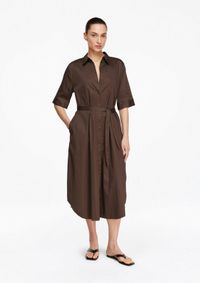 Comma Robe Femme 34 Marron Foncé Coton